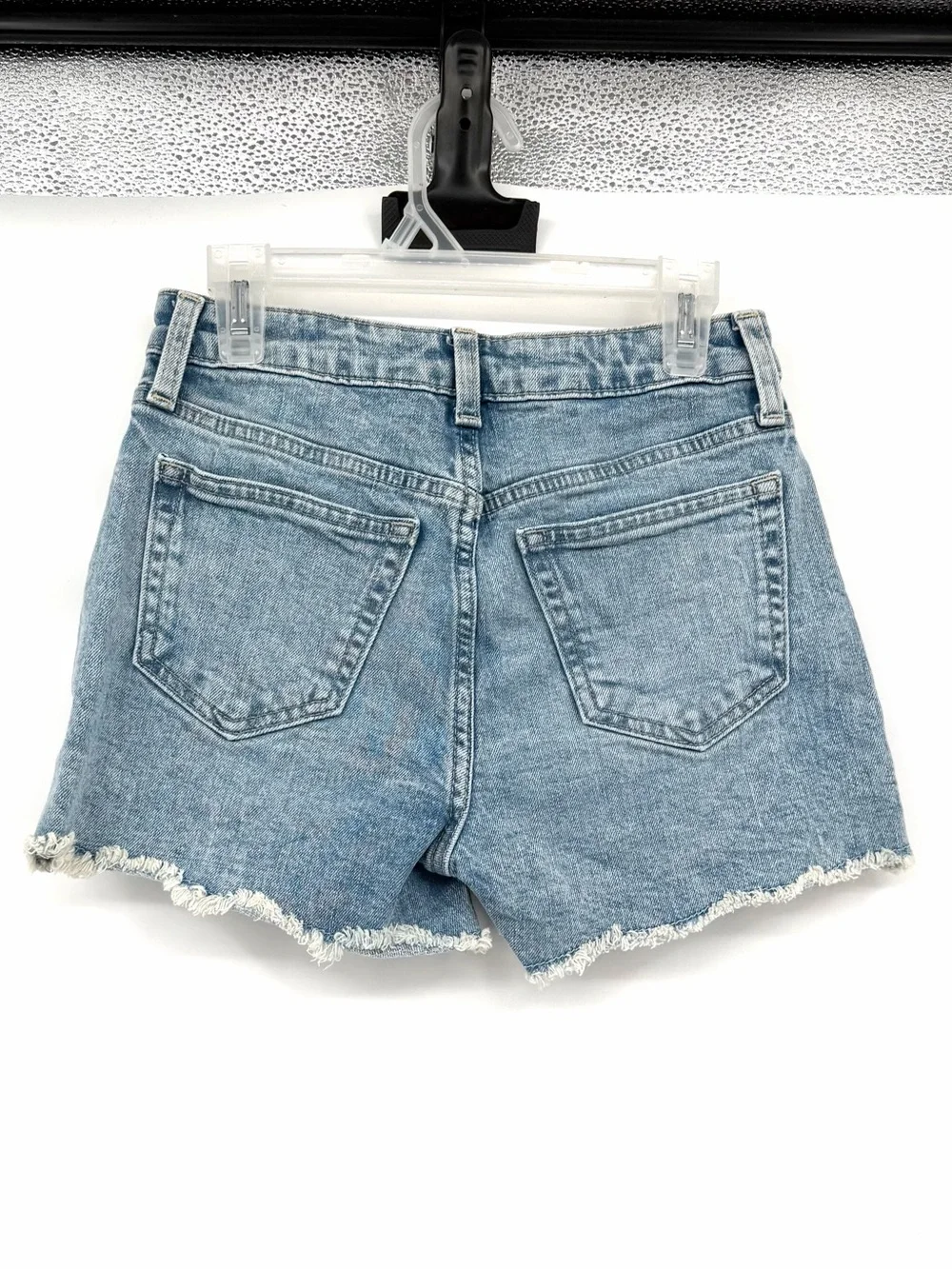 Gap light wash high rise cut off raw hem denim jean shorts